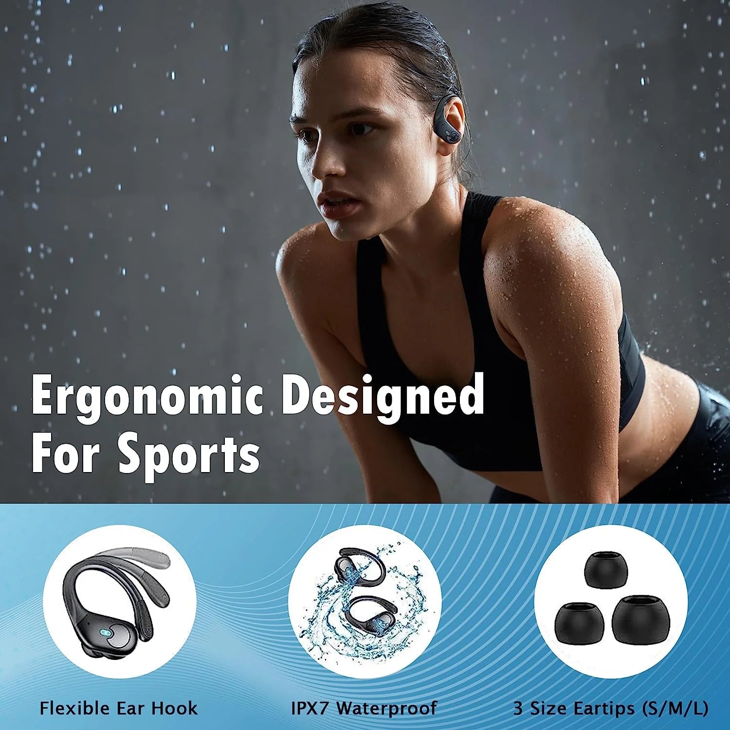 Wireless Earbuds, Bluetooth 5.4 Headphones Sport, Bluetooth Earbuds with ENC Noise Canceling Mic, Bass Stereo Wireless Earphone