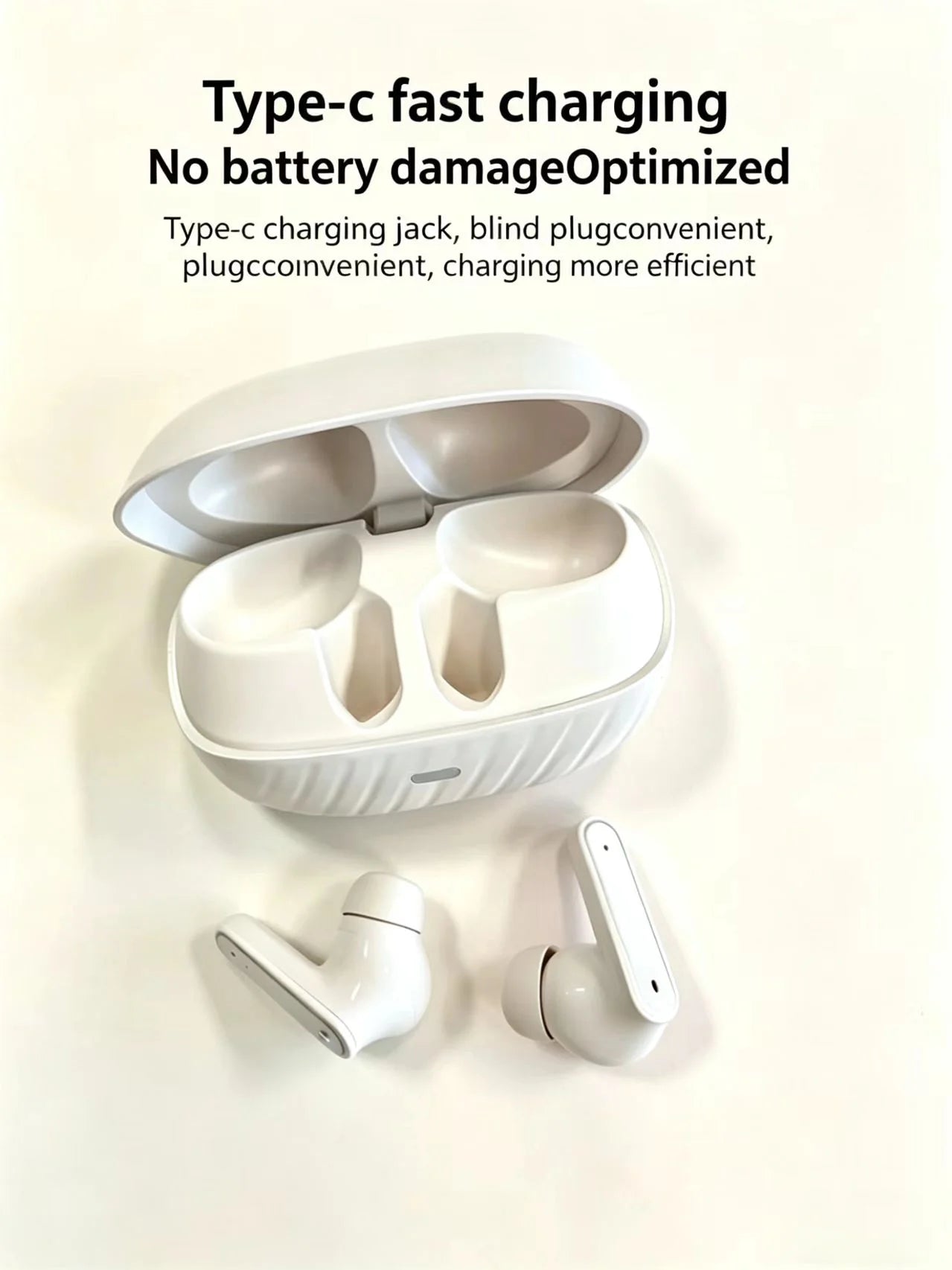  TWS Bluetooth 5.4 Earbuds ANC HiFi Stereo, 3-4h Single/8-10h Total, Ultra Light Comfort Fit