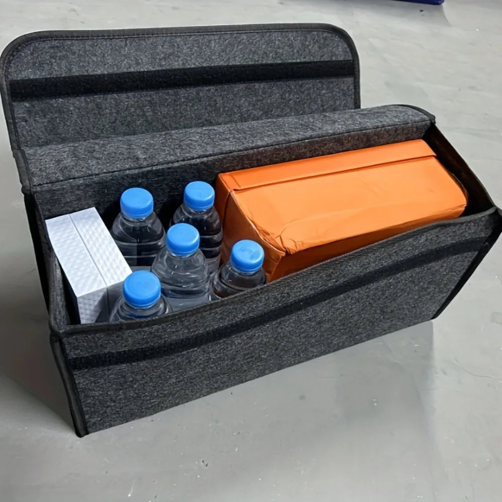 Car Storage Box, Portable, Foldable Car Trunk Organizer, Felt Cloth Storage Box, Car Interior Tidying Container, Car Organizer