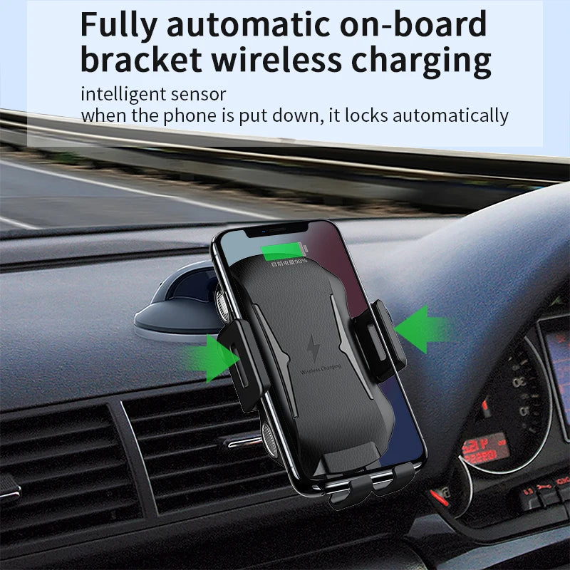 Rotatable Car Wireless Charger With Holder 15W Fast Charge For iPhone 16 15 14 13 Magnetic Car Holder Charger Vent Auto Shrink