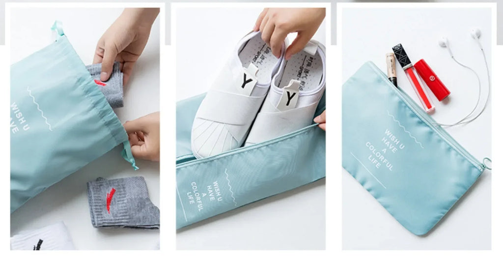 7 PCS Travel Storage Bags Set Suitcase Organizer Luggage Packing Set Cube Bag Portable Waterproof Travel Clothes Shoe Tidy Pouch