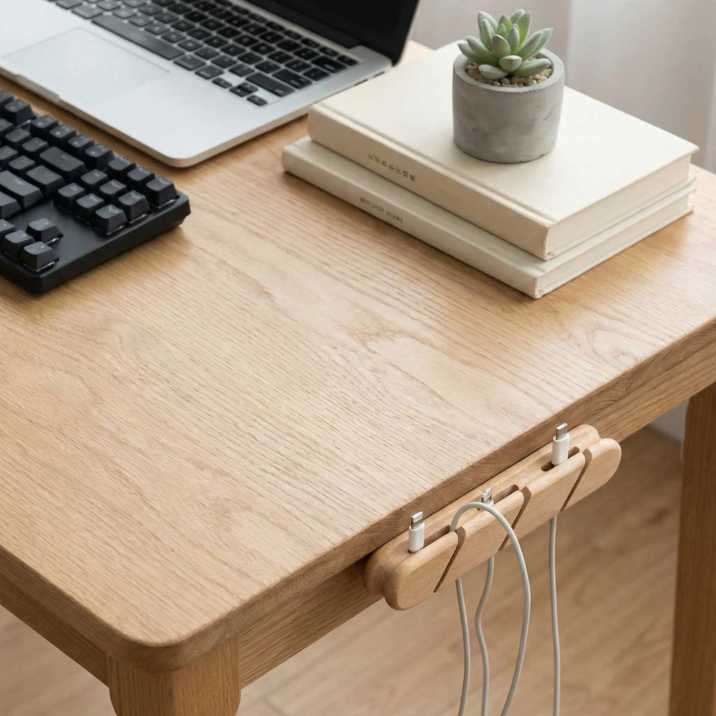 Wooden Cable Organizer Desktop Management Cable Holder Home Office Cable Clip Multi Slot Space Saving Electronics Accessory