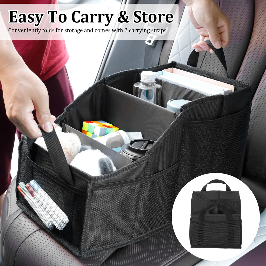 Car Seat Caddy Organiser Large Capacity Foldable Passenger Seat Storage Organizer With 4 Compartment for Automotive Home Office