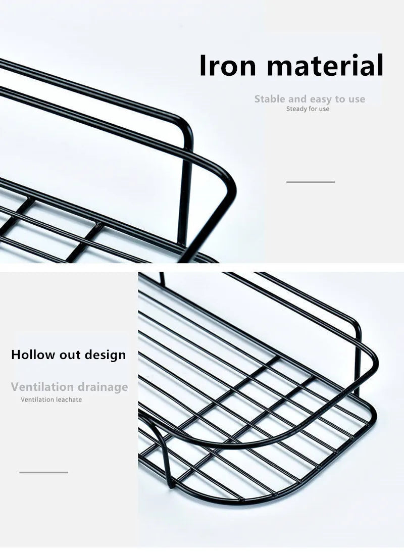 Bathroom Shelf Shampoo Storage Shelf Cosmetic Holder No Punch Metal Shelf Condiment Organizer Corner Shelf Bathroom Accessories