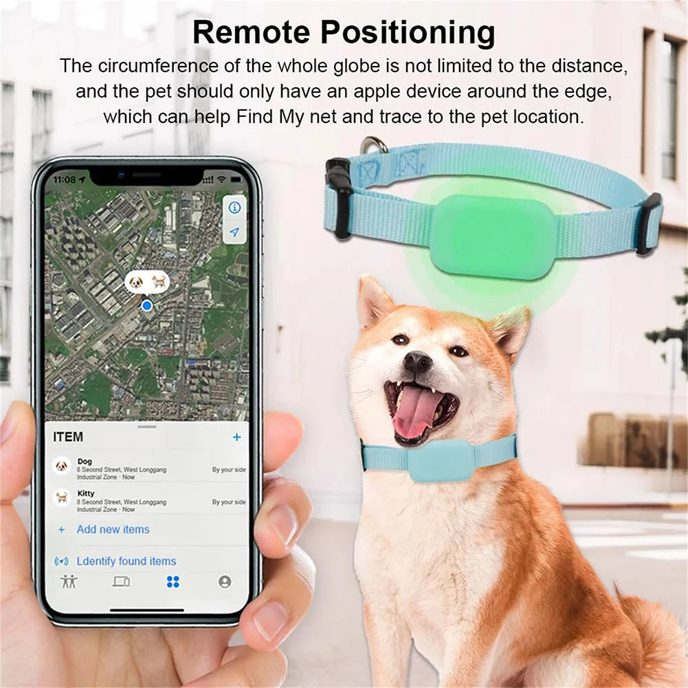 Pet Bluetooth GPS Tracker Adjustable Collar Dog Cats Locator Waterproof Anti Lost Dogs Real-time Tracking Device for iOS/Android