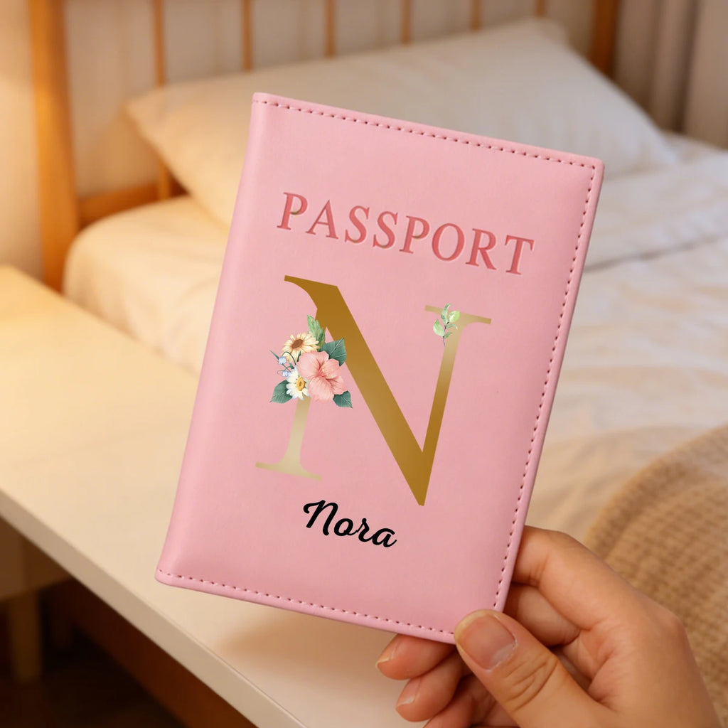 Custom Name Passport Holder For Travel,Personalized Letter Leather Passport Holder,Portable,Vacation,Boyfriend,Girlfriend,
