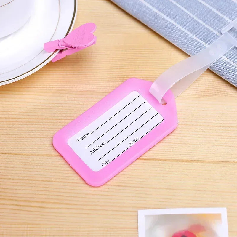 Plastic Luggage Tags, Suitcase Label, Travel Accessories, Luggage Bag Tag, Name Address ID Label, Baggage Holder, 5Pcs