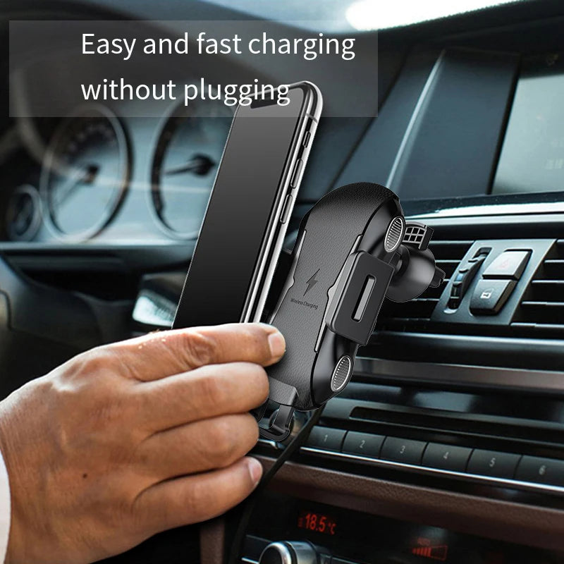 Rotatable Car Wireless Charger With Holder 15W Fast Charge For iPhone 16 15 14 13 Magnetic Car Holder Charger Vent Auto Shrink