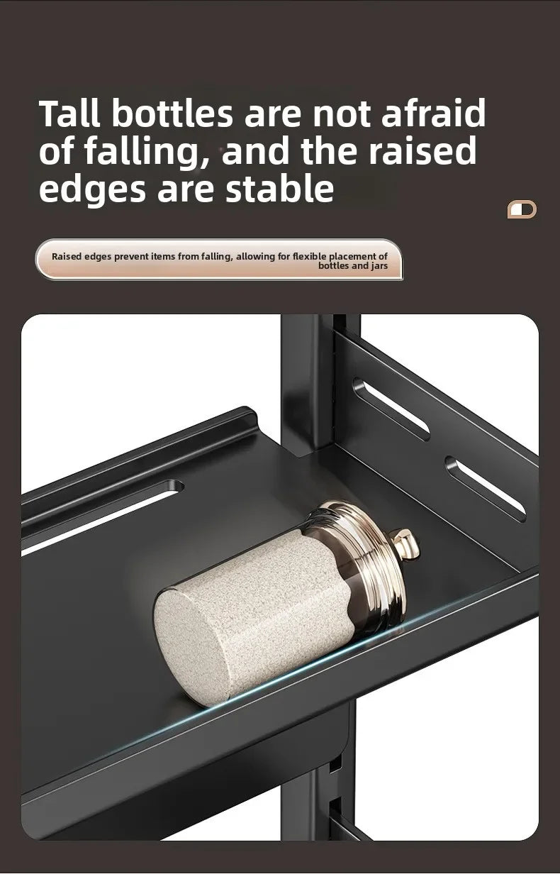 Kitchen Countertop Organizer Rack with Adjustable Feet Knife Storage and Removable Shelves for Cooking Essentials Use