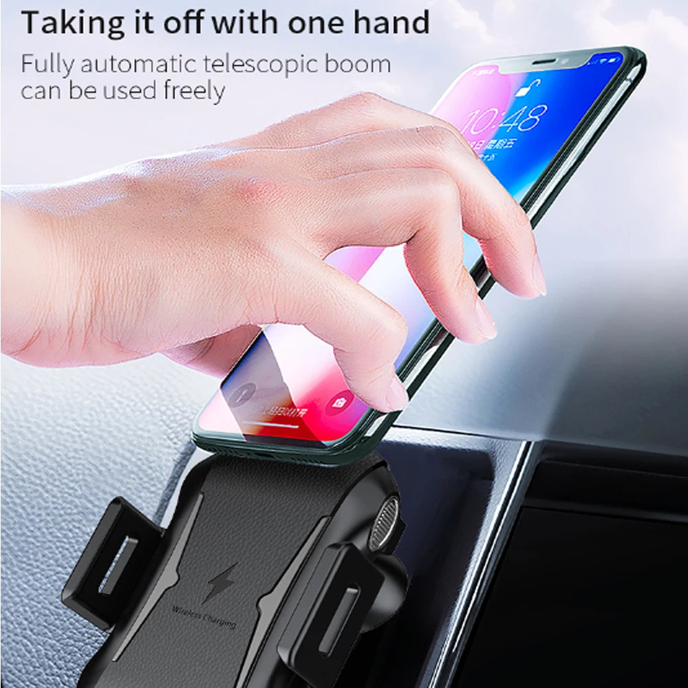 Rotatable Car Wireless Charger With Holder 15W Fast Charge For iPhone 16 15 14 13 Magnetic Car Holder Charger Vent Auto Shrink