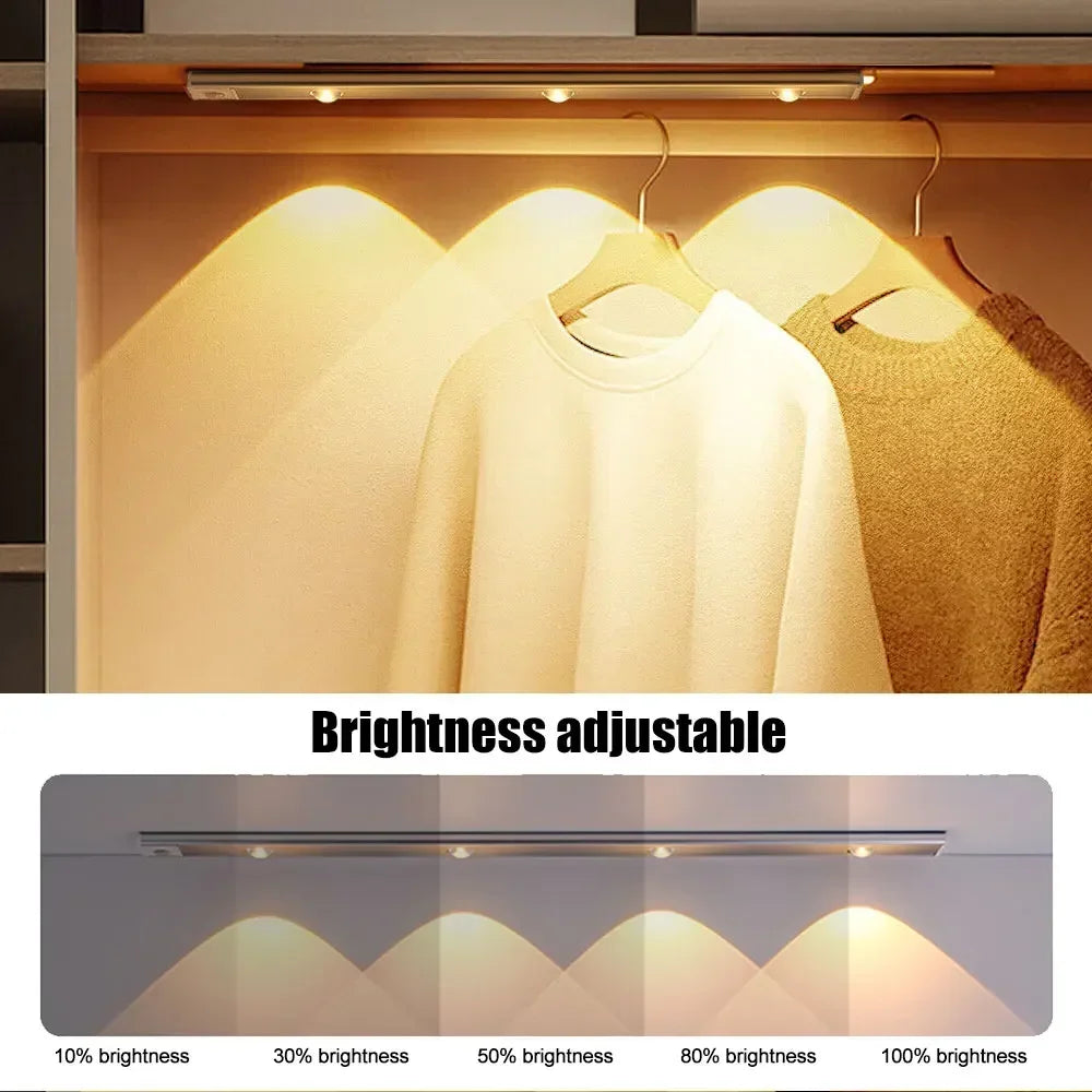 LED Motion Sensor Wireless Ultra Thin Night Light USB Rechargeable Cabinet Light For Kitchen Cabinet Bedroom Wardrobe Lighting