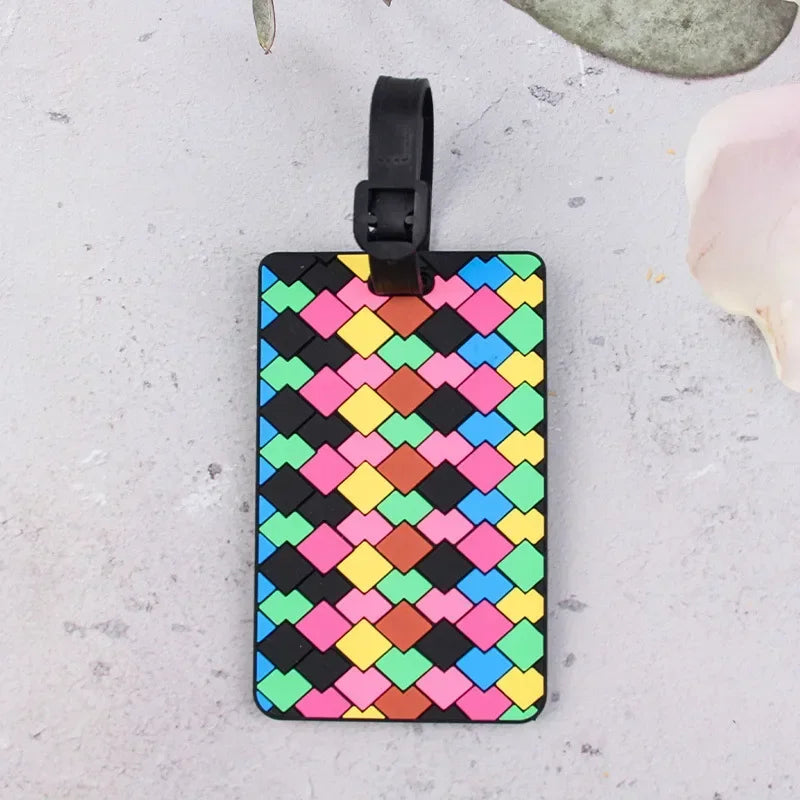 1PCS Geometric Soft Silicone Luggage Tags Suitcase ID Addres Name Holder Baggage Tag Label Travel Accessories Luggage Tags