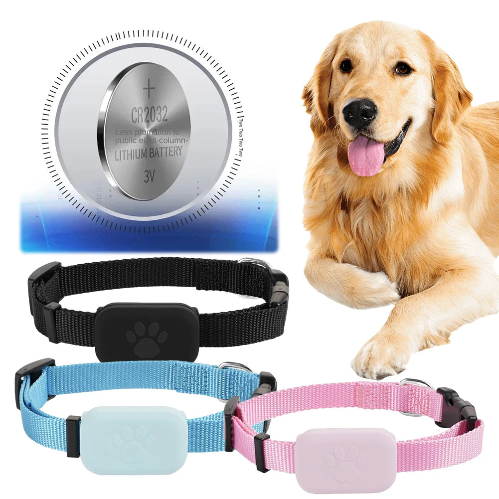 Pet Bluetooth GPS Tracker Adjustable Collar Dog Cats Locator Waterproof Anti Lost Dogs Real-time Tracking Device for iOS/Android