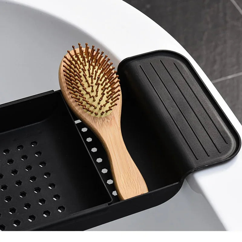 Bathtub Shelf Extendable Bathroom Bathtub Tray Shower Caddy Bamboo Bath Tub Rack Towel Book Holder Storage Organizer Accessories