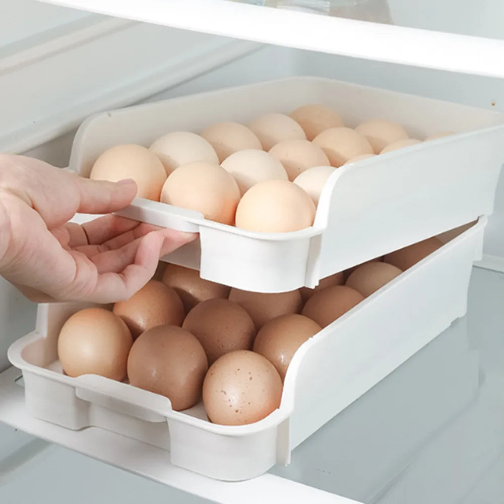 Stackable Egg Storage Box  Refrigerator Storing Container Eggs Tools Racks Plastic Fresh Egg Shelf Kitchen Accessories