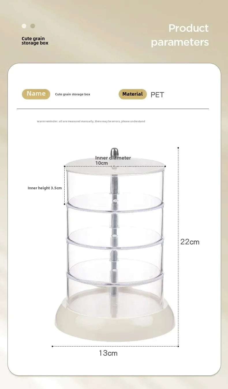 Adorable Rotating Storage Box Transparent Multi-layer White Bottom Small Figurine Organizer Box Home Dustproof Universal Jewelry