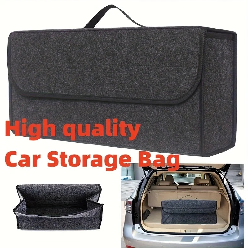 1 Car Trunk Organizer Box,Foldable Storage Bag with Compartments For SUVs,Sedans,Trucks-Durable Fabric Car Interior Accessories
