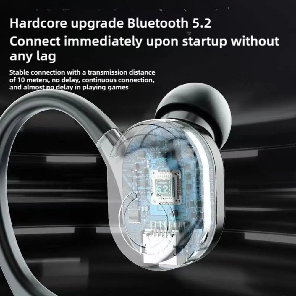 Bluetooth 5.2 Wireless Headset Single Ear-Hook Earplugs Ultra Long Battery Life Business Earphone Mobile Phone Headphone Earbuds