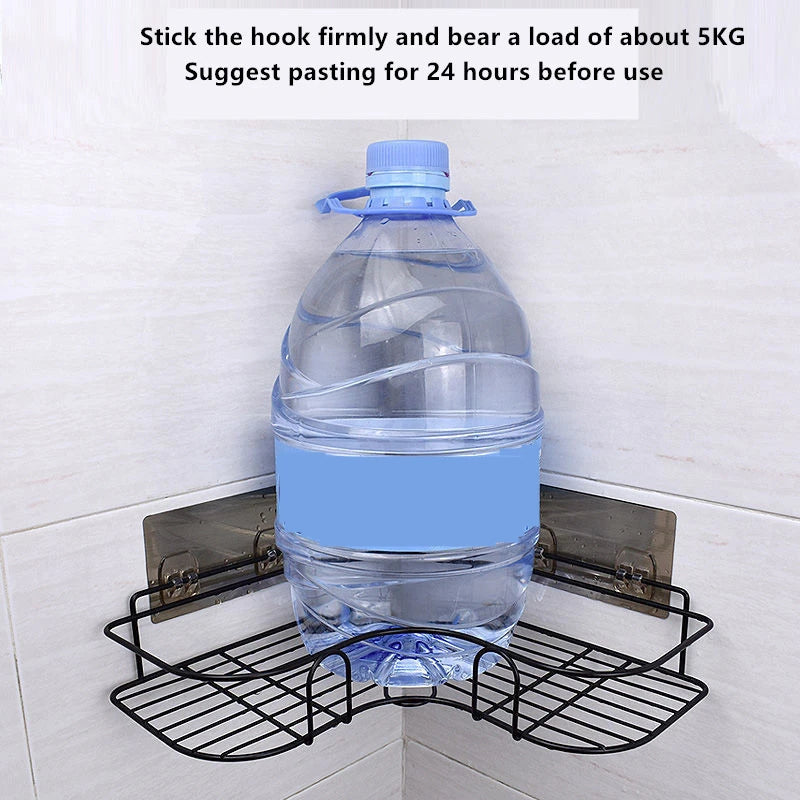Bathroom Shelf Shampoo Storage Shelf Cosmetic Holder No Punch Metal Shelf Condiment Organizer Corner Shelf Bathroom Accessories