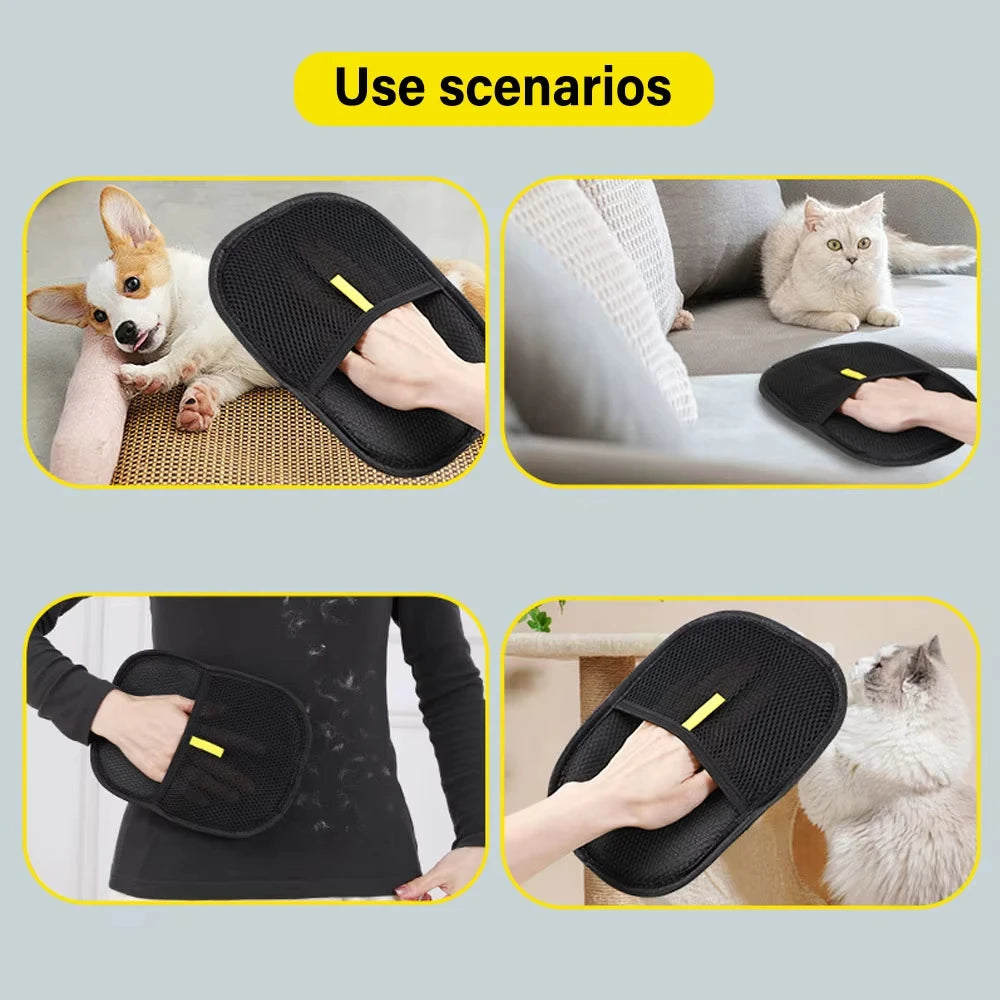 Pet Grooming Gloves Pet Hair Remover Static Dedusting Brush Removing Dog Cat Hair From Sofa Carpet Clothes Gloves Dog Supplies
