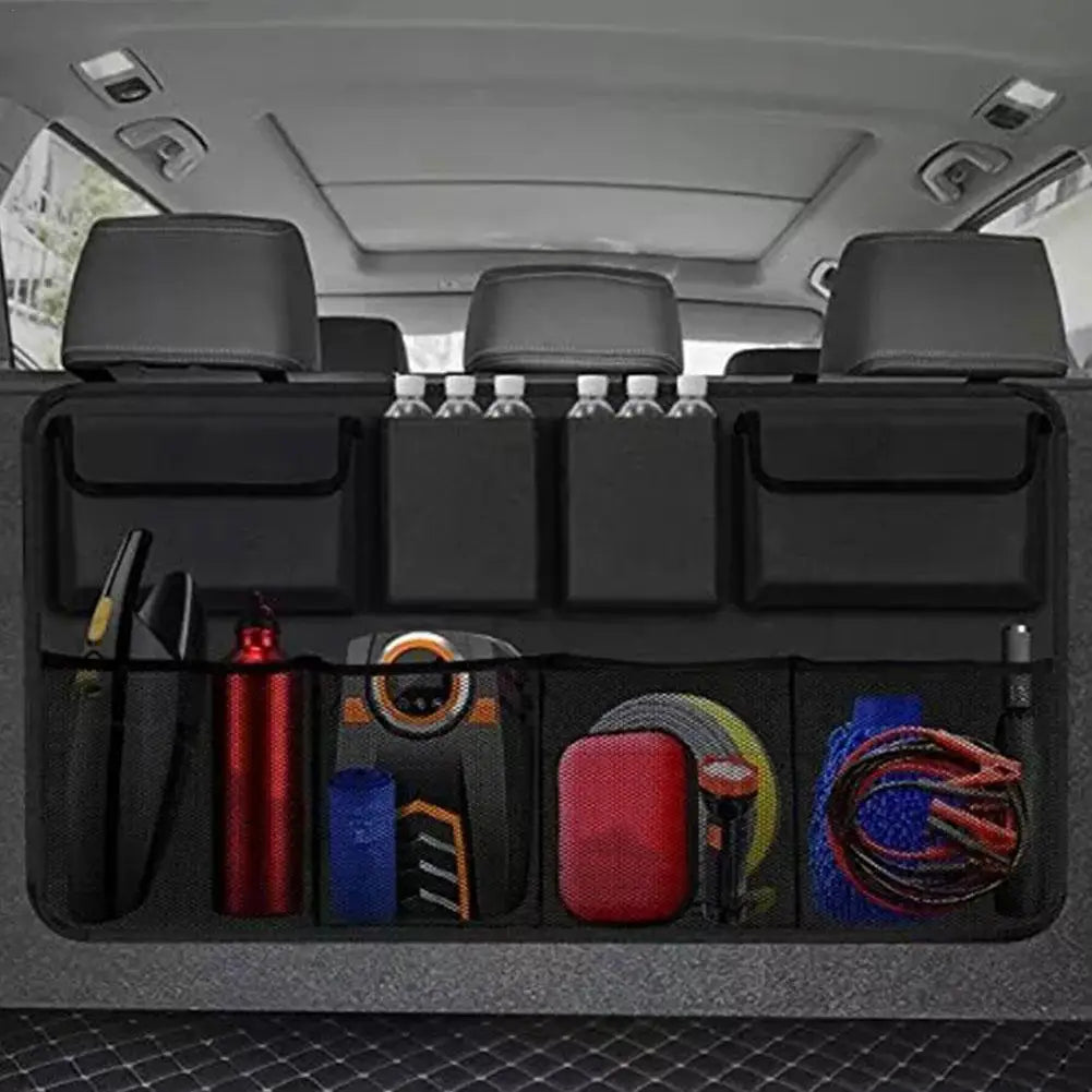 Car Trunk Organizer Adjustable Backseat Storage Bag Net High Capacity Multi-use Oxford Automobile Seat Back Organizers Universal