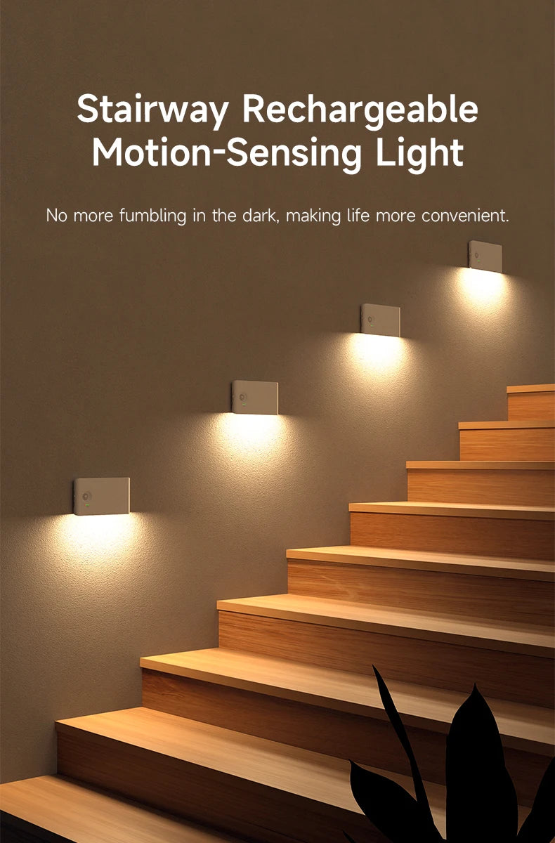 LED Motion Sensor Night Light Dimmable Rechargeable Ambient Light with Magnetic Suction, for Cabinet/Living Room/Hallway/Stair