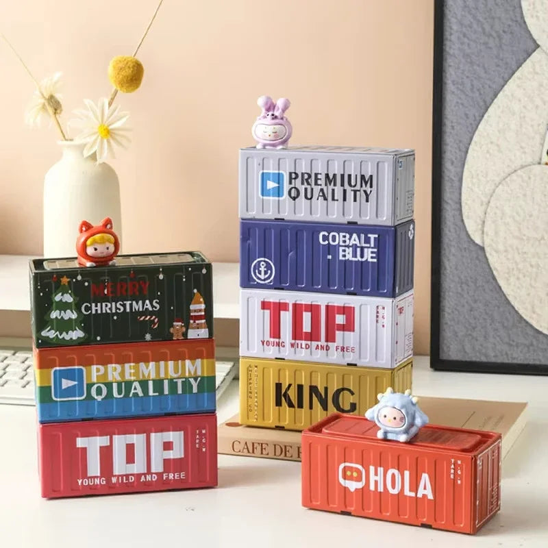 Iron Storage Box Retro Industrial Style Metal Miniature Container Model Decorative Storage Box Creative Model Display Piece