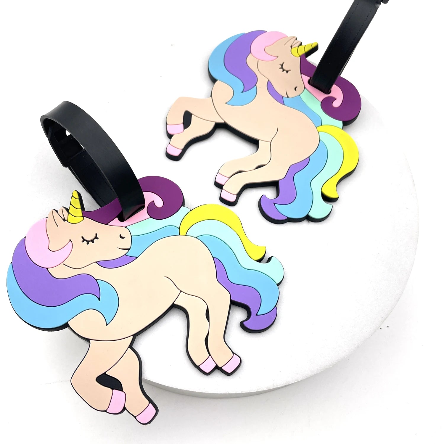 1PC PVC Soft Rubber Luggage Tags Cartoon Unicorn Card Sets Silicone Boarding Passes Luggage Tags Hanging Tags Consignment Tags