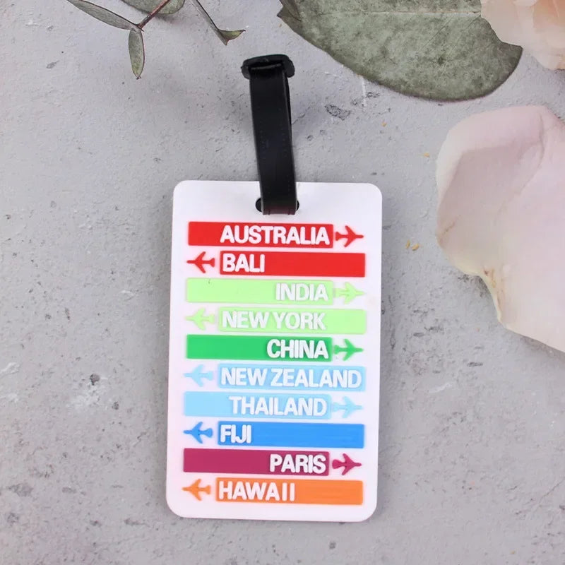 1PCS Geometric Soft Silicone Luggage Tags Suitcase ID Addres Name Holder Baggage Tag Label Travel Accessories Luggage Tags