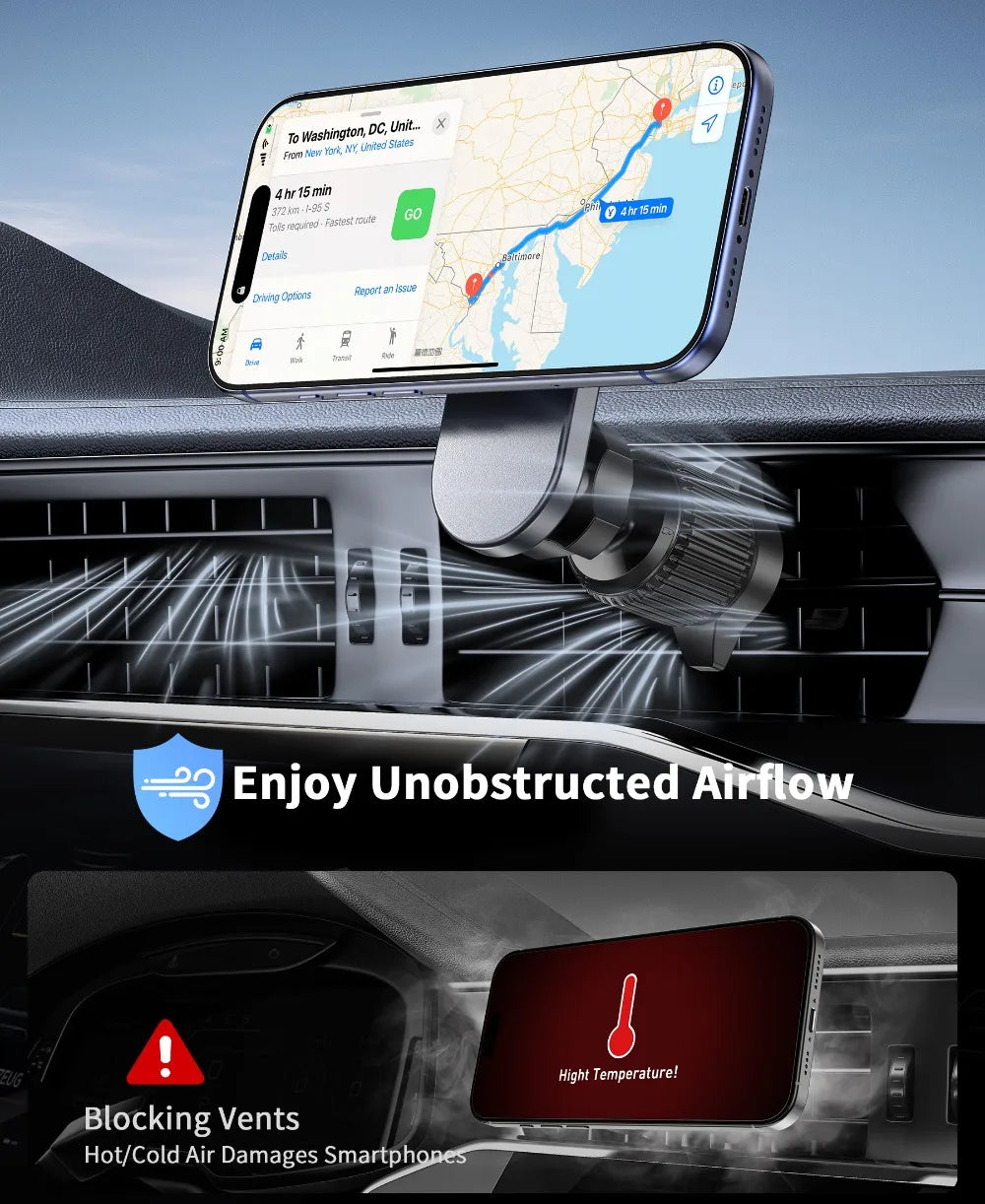 25W Magnetic Wireless Charger with Cooling Fan for iPhone 17/16/15/14/13/12 Car Vent Phone Holder Mount with 63W Cars Chargers