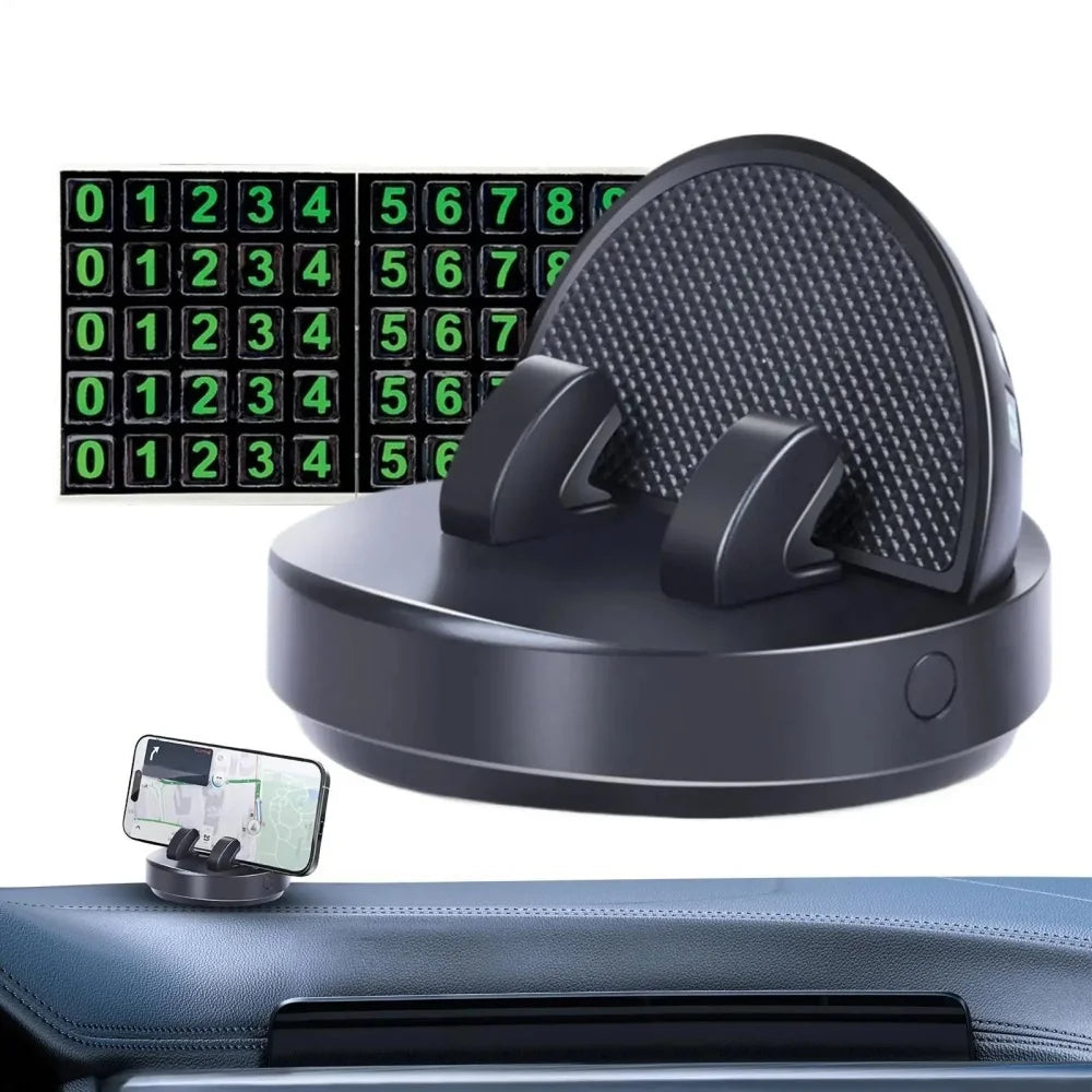 Car Dashboard Phone Holder Auto Dashboard Mobile Phone Mount Smartphone Automotive Organizer with Parking Number Plate for Car