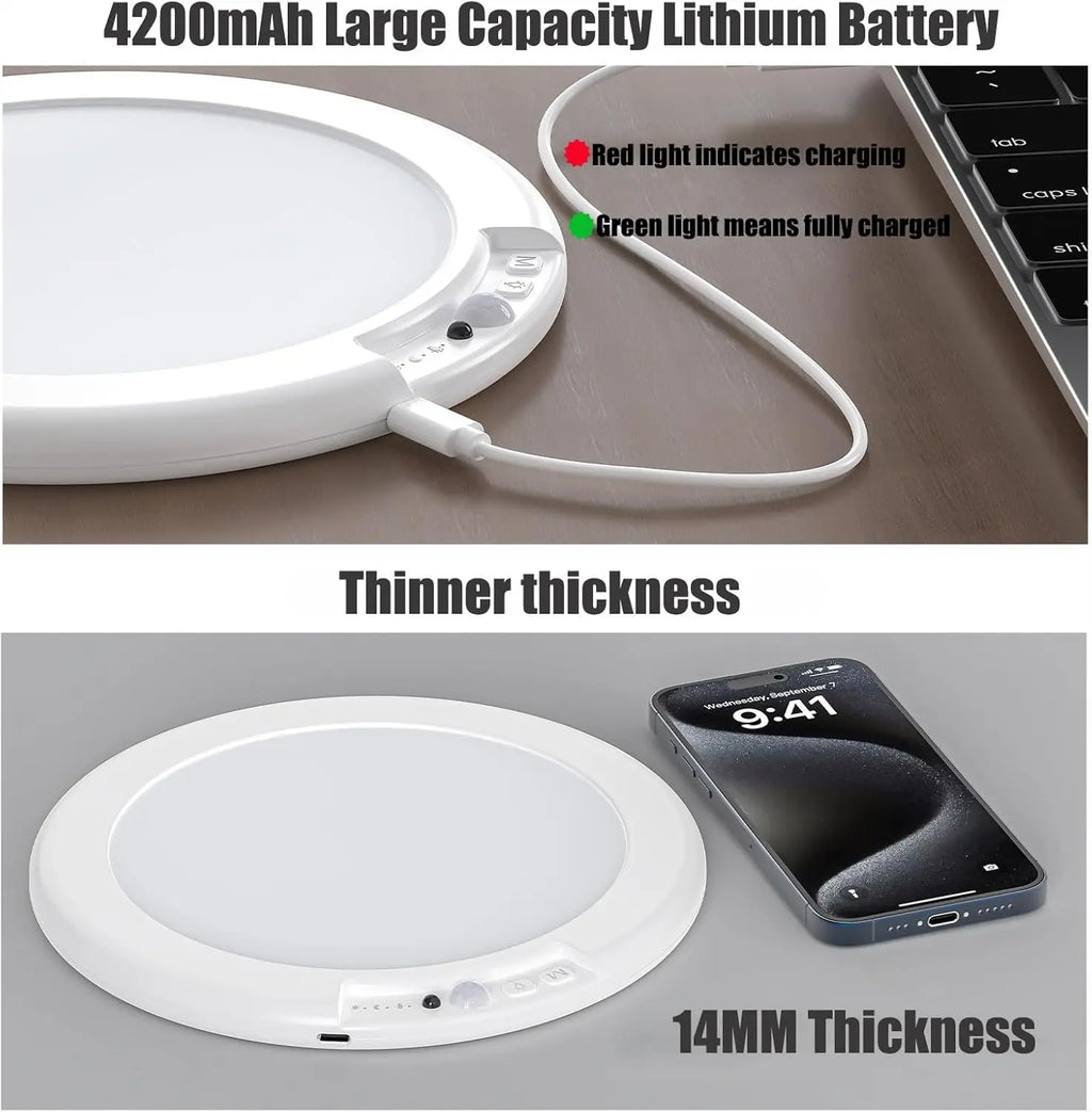 LED Motion Sensor Ceiling Light  Magnetic Installation With Remote Control USB Rechargeable For Shower Bedroom Closet Night Lamp