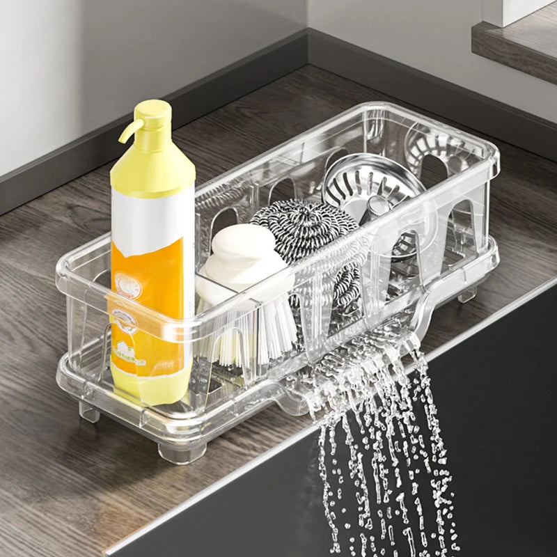 1Pcs Kitchen Sink Caddy Organizer Sink Dish Sponge Holder Drain Rack Kitchen Bathroom Shampoo Soap Storage Shelf