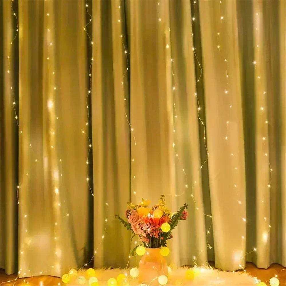 USB String Lights Holiday Wedding Light Garland Lights for Bedroom Remote Control Curtain LED Christmas Decor 100/200/300/600LED
