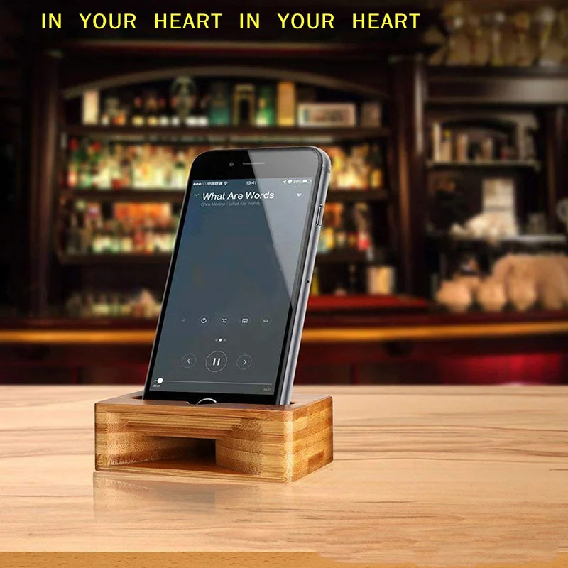 Phone Holder Stand Amplifier Cell Speaker Wooden Desk Wood Bamboo Sound Mobile Bracket Desktop Tablet Car Shower Cellphone Dock