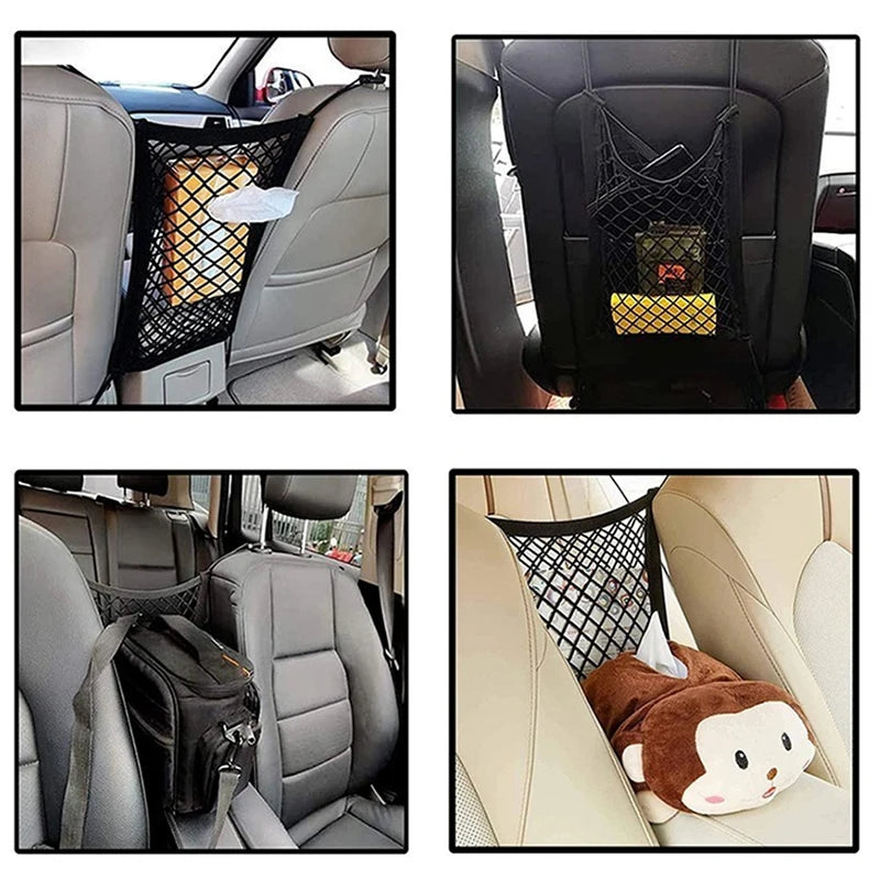 Car Organizer Elastic Mesh Net Trunk Bag For Kia Rio K2 K3 Ceed Sportage 3 Sorento Cerato Armrest Picanto Soul Optima