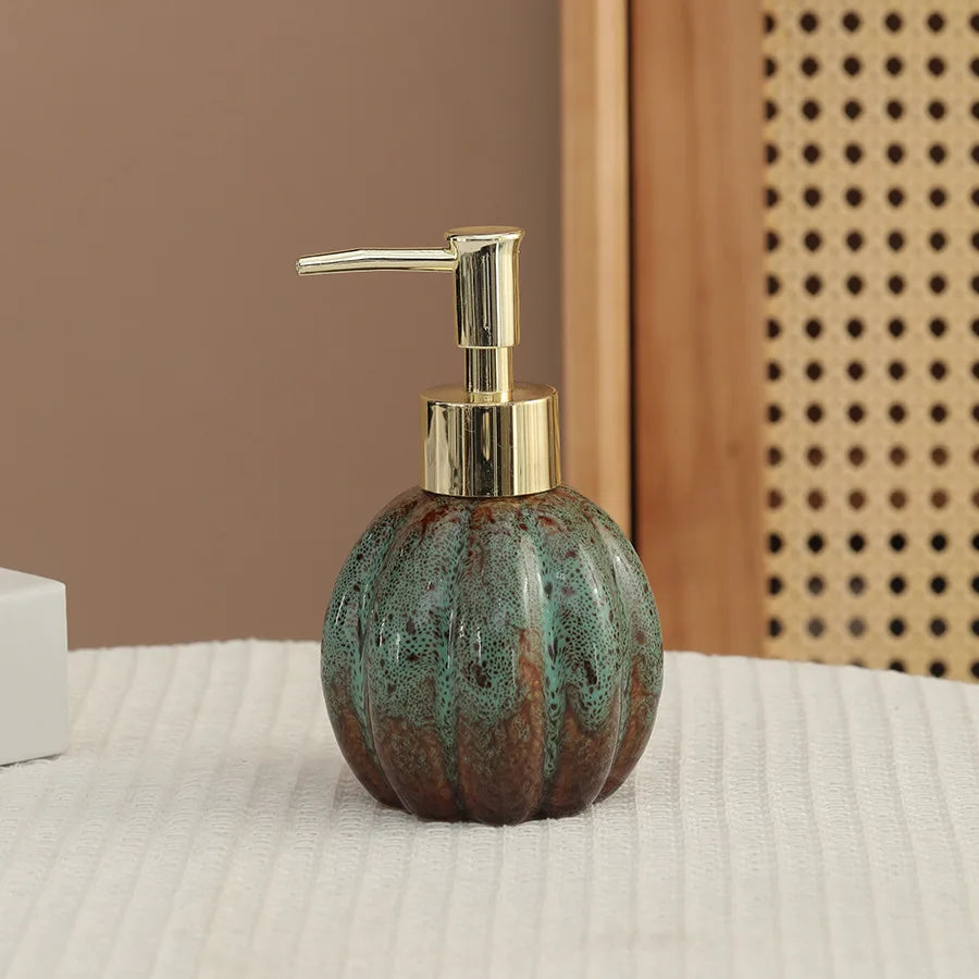 soap dispenser Pumpkin ceramic hand sanitizer bottle shampoo and shower gel press and dispense bottle     decoration   dispenser