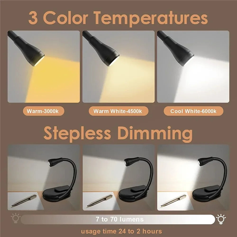 Led Usb Light Steplessly Brightening 3 Colors Book Lamp Room Lights Bed Home-appliance Read Chargeable Fixture Lamps Books Desk