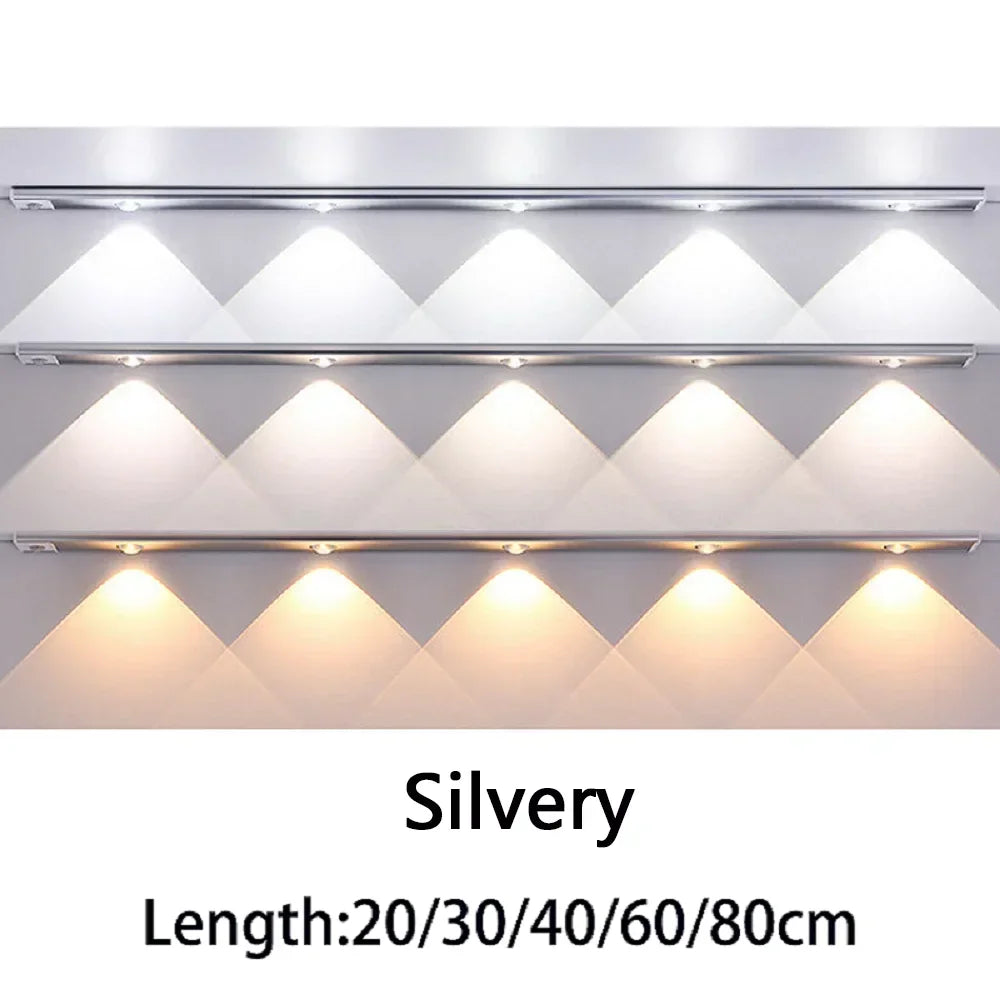 LED Motion Sensor Wireless Ultra Thin Night Light USB Rechargeable Cabinet Light For Kitchen Cabinet Bedroom Wardrobe Lighting