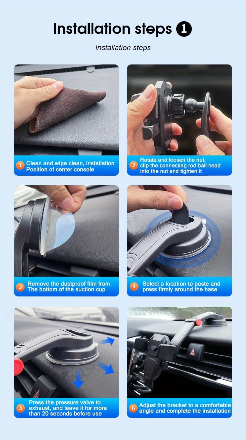 Car Phone Holder Universal  Stand Suction Cup Mount Foldable Adjustable for Cell Phone Mobile Support