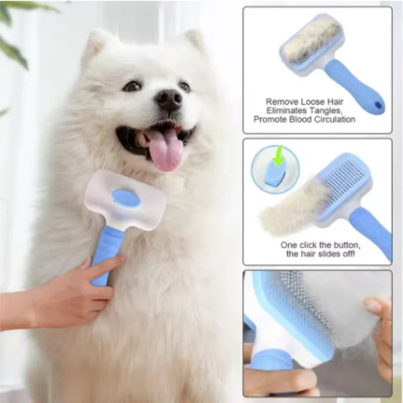 Pet Hair Remover Comb One Click Self Cleaning Brush for Dogs Cats Grooming Tool Effectively Remove Loose Floating Fur Shedding