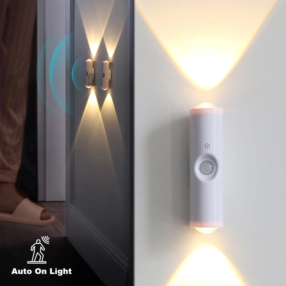 LED Motion Sensor Night Light 3 Colours Changing USB Rechargeable Cabinet Wardrobe Lamp Home Decoration Night Lamps For Kitchen