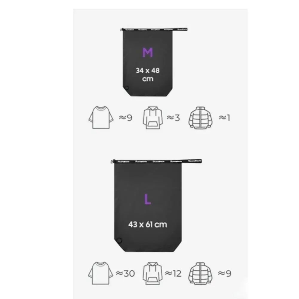 Durable Waterproof Vacuum Compression Bag Lightweight Reusable Travel Packing Cubes Portable Space Saving Storage Bag