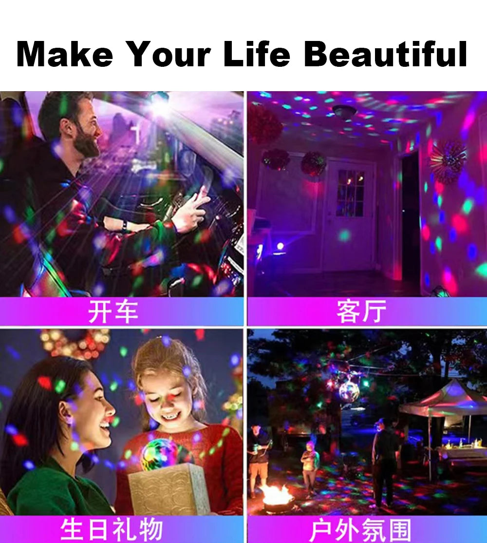 USB LED DJ Light Dynamic RGB Magic Ball Music Rhythm Pickup Lamp WIth For Home Decor Festival Gift Party Car Ambient Lighting