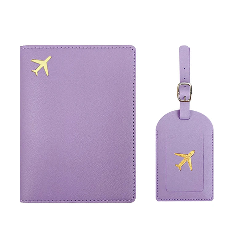 Custom Initial Travel Passport Holder and Luggage Tag Fashion Logo Gold Airplane Women Suitcase Name Label Men Passport Holder