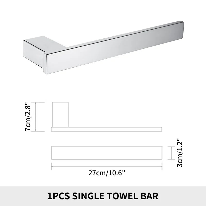 Stainless Steel Bathroom Accessories Wall Shelf Towel Bar Rack Rail Toilet Brush Roll Paper Holder Soap Dish Bathroom Hardware