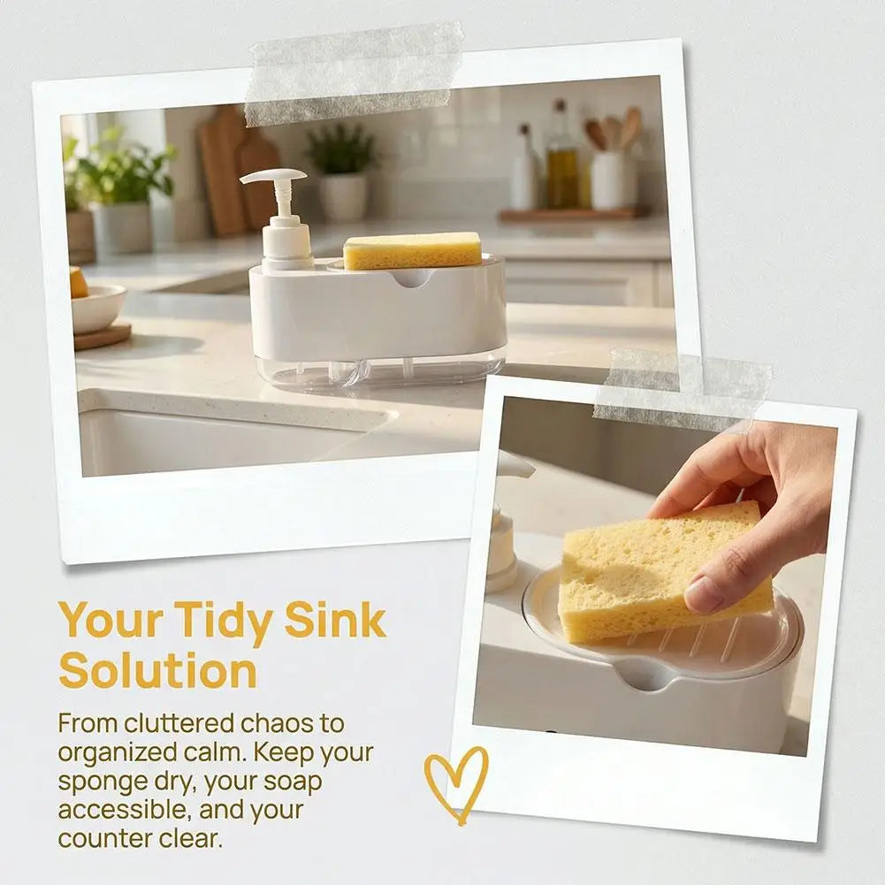 Soap Dispenser With Sponge Holder Shampoo Dispenser Soap Pump Container Storage Organizer Holder For Home Bathroom Kitchen