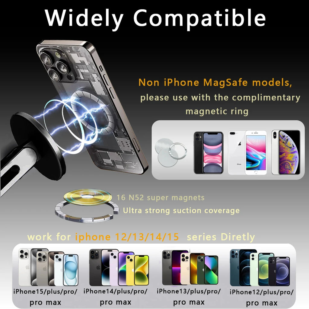 Magnetic Phone Stand for Desk, Heightened & Adjustable & Foldable Metal Magnetic Phone Holder Stand for Desk/Office/Home, Compat