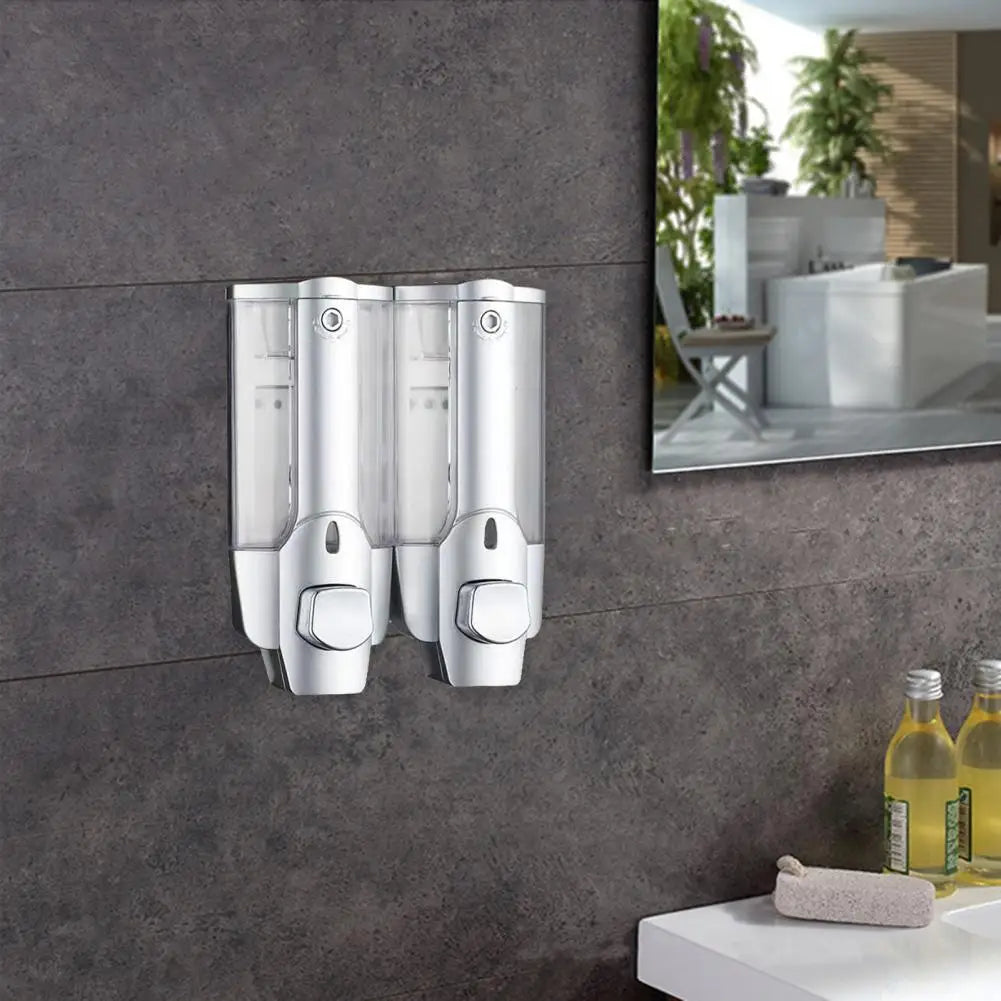 350ml Soap Dispenser 1/2 Chamber Wall-Mounted Manual Shower Dispenser With Large Capacity Shampoo Conditioner Bathroom Accessory