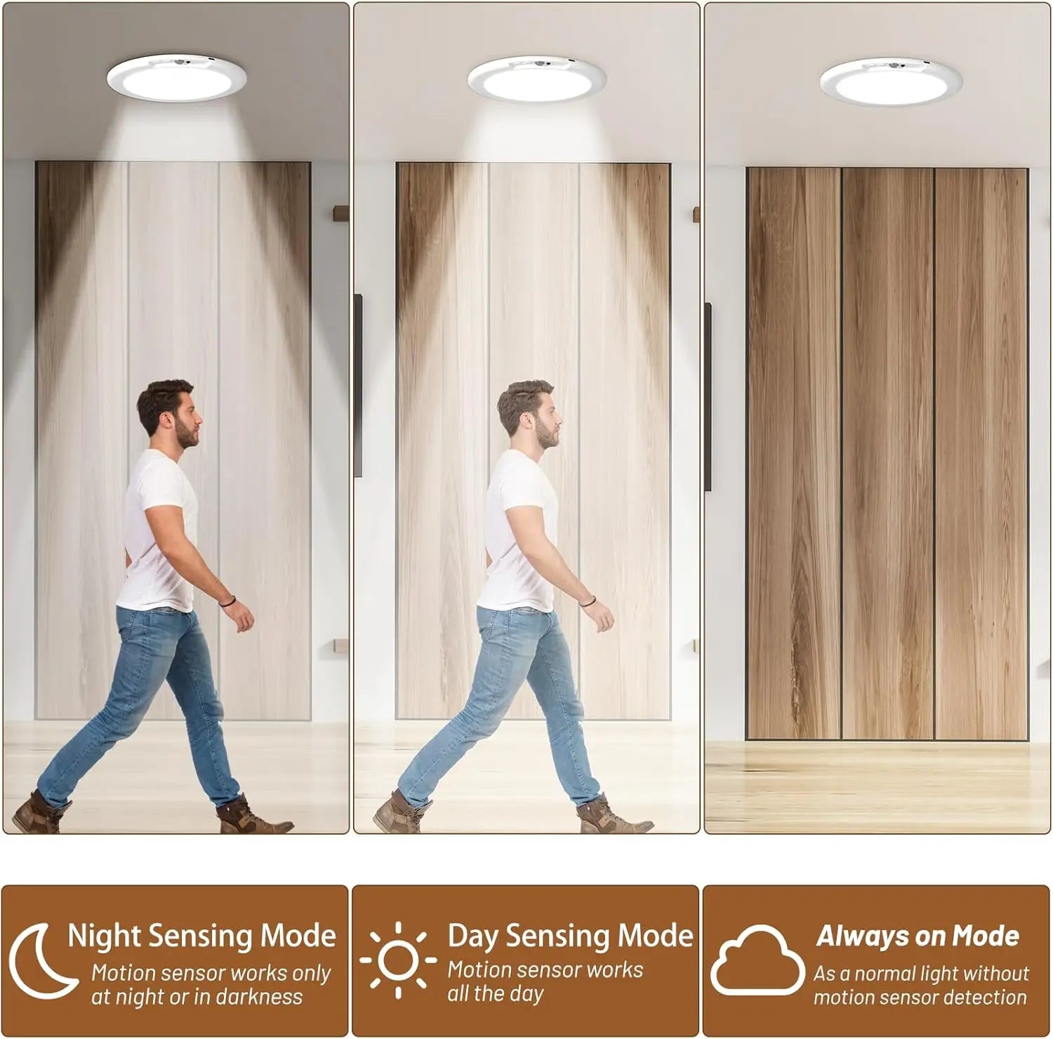 LED Motion Sensor Ceiling Light  Magnetic Installation With Remote Control USB Rechargeable For Shower Bedroom Closet Night Lamp